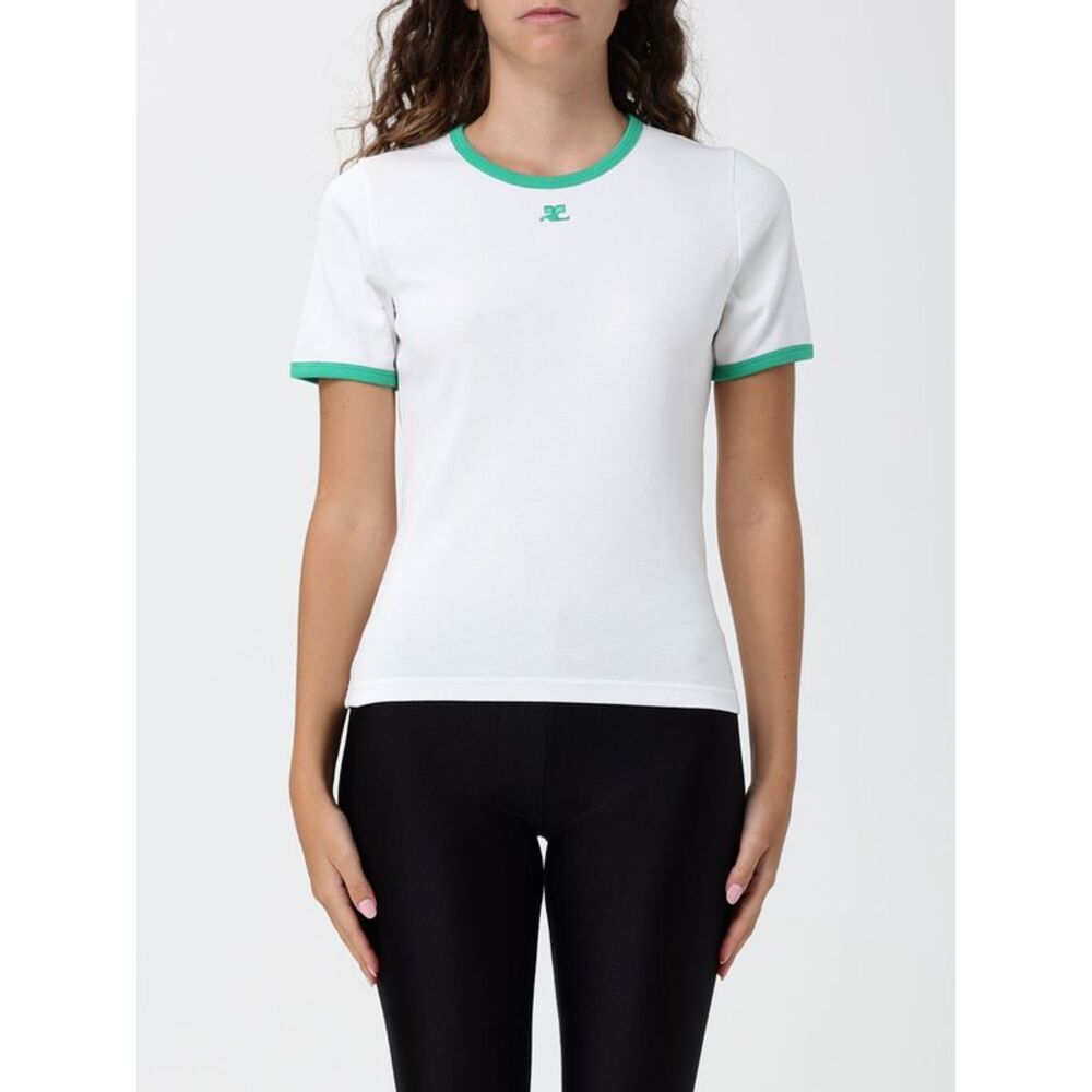 Courreges Women Courri¨Ges Slim Fit Cotton T-Shirt With Contrast Logo And Trim